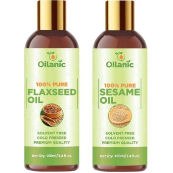 Oilanic Premium Flaxseed Oil & Sesame Oil Combo pack of 2 bottles of 100 ml(200 ml)