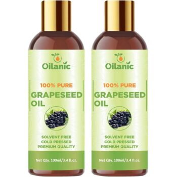 Oilanic Premium Grapeseed Oil Combo pack of 2 bottles of 100 ml(200 ml)