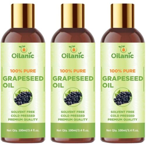 Oilanic Premium Grapeseed Oil Combo pack of 3 bottles of 100 ml(300 ml)
