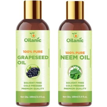 Oilanic Premium Grapeseed Oil & Neem Oil Combo pack of 2 (200 ml)