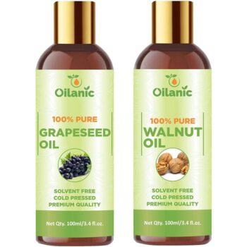 Oilanic Premium Grapeseed Oil & Walnut Oil Combo pack of 2 bottles of 100 ml(200 ml)