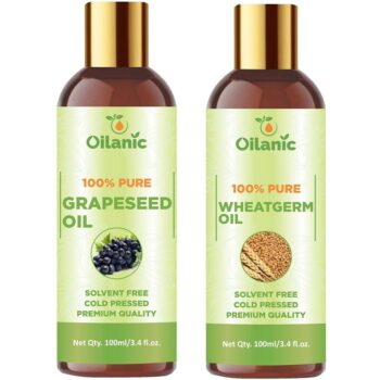 Oilanic Premium Grapeseed Oil & Wheatgerm Oil Combo pack of 2 bottles of 100 ml(200 ml)