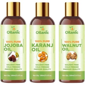 Oilanic Premium Jojoba Oil, Karanj Oil & Walnut Oil Combo pack of 3 bottles of 100 ml(300 ml)