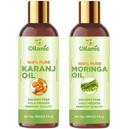 Oilanic Premium Karanj Oil & Moringa Oil Combo pack of 2 bottles of 100 ml(200 ml)