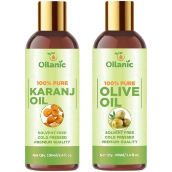 Oilanic Premium Karanj Oil & Olive Oil Combo pack of 2 bottles of 100 ml(200 ml)