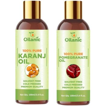 Oilanic Premium Karanj Oil & Pomegranate Oil Combo pack of 2 bottles of 100 ml(200 ml)