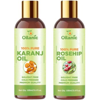Oilanic Premium Karanj Oil & Rosehip Oil Combo pack of 2 bottles of 100 ml(200 ml)