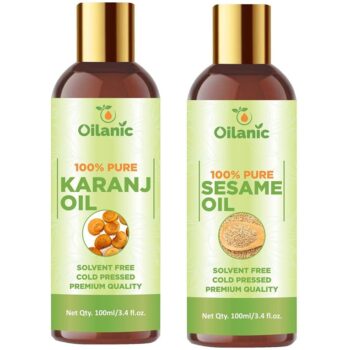 Oilanic Premium Karanj Oil & Sesame Oil Combo pack of 2 bottles of 100 ml(200 ml)
