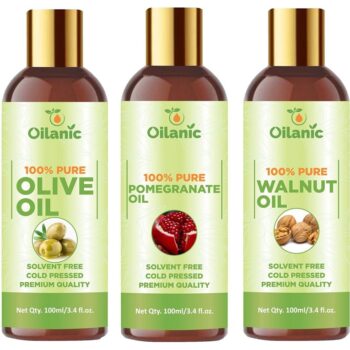 Oilanic Premium Olive Oil, Pomegranate Oil & Walnut Oil Combo pack of 3 (300 ml)