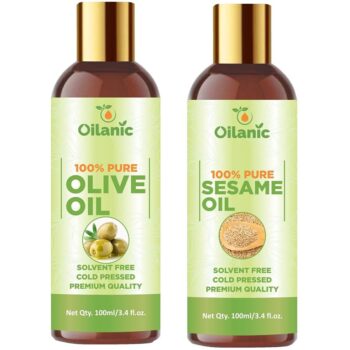 Oilanic Premium Olive Oil & Sesame Oil Combo pack of 2 bottles of 100 ml(200 ml)