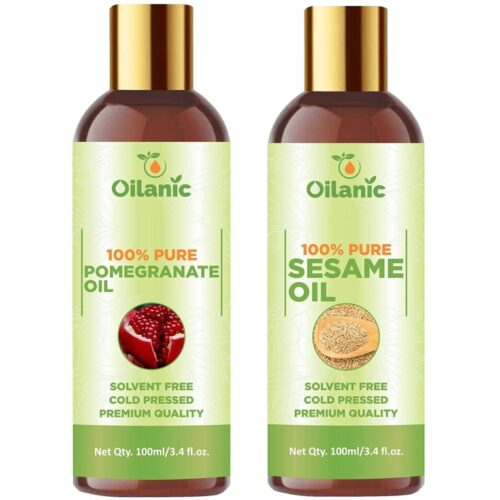 Oilanic Premium Pomegranate Oil & Sesame Oil Combo pack of 2 bottles of 100 ml(200 ml)