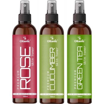 Oilanic Premium Rose, Cucumber & Green Tea Face Toner For Women Combo Pack of 3 Pcs (300 ml )