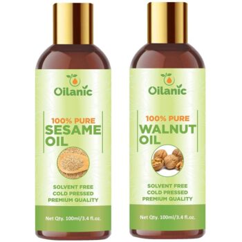 Oilanic Premium Sesame Oil & Walnut Oil Combo pack of 2 bottles of 100 ml(200 ml)