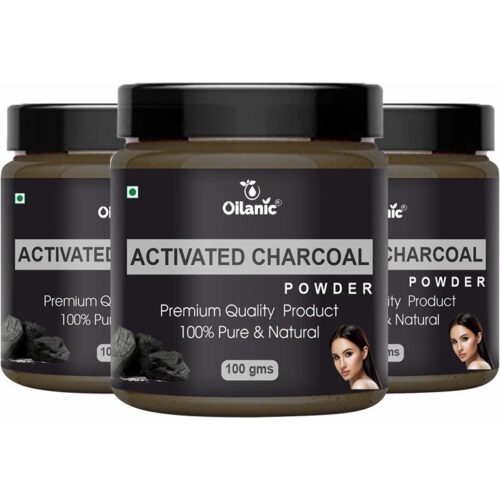 Oilanic Pure & Natural Activated Charcoal Powder- For Skin & Hair Combo Pack of 3 Jar (300gm)