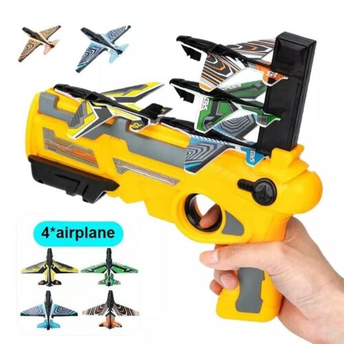 One Click Ejection Model Foam Airplane with 4 Pcs Glider Airplane Launcher Foam Plane Guns Toy for Boys 4