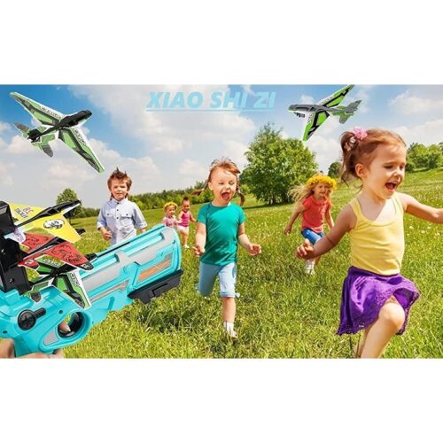 One Click Ejection Model Foam Airplane with 4 Pcs Glider Airplane Launcher Foam Plane Guns Toy for Boys 6
