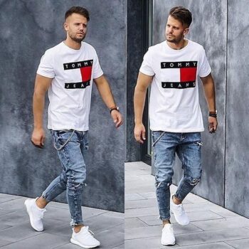 Polyester Printed Half Sleeves Tommy Jeans T-Shirt
