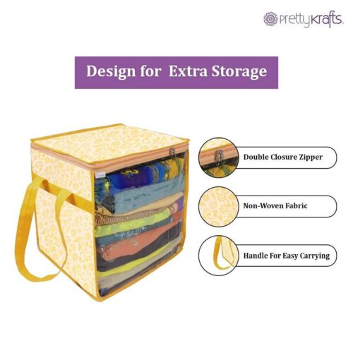 Printed Non Woven Saree Cover with Handles and Transparent Front 2 3