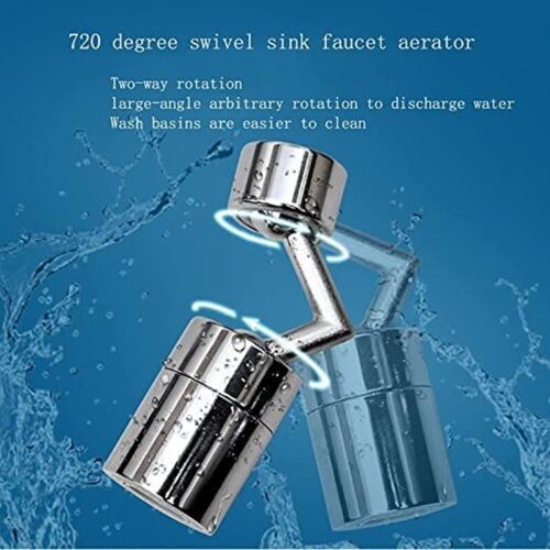 Splash Filter Faucet, 720‚ Rotatable Faucet Sprayer Head with Durable Copper