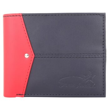 Star Austin Wallet Bi-Fold Blue-Red PU Leather Wallet for Men (Lorenz)