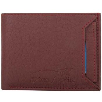 Star Austin Wallet Bi-Fold Maroon PU Leather Wallet for Men (Lorenz)