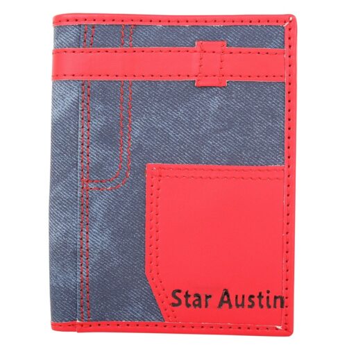 Star Austin Wallet Bi-Fold Red-Blue PU Leather Wallet for Men (Lorenz)