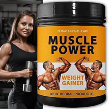Muscle Power, Body Muscle Gainer Powder, Body Strength Growth, Weight Gainer, Strawberry Flavor, 500gm
