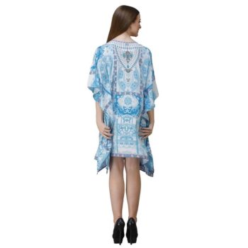 Womens Georgette Digital Print Kaftan Dress Blue 2 9