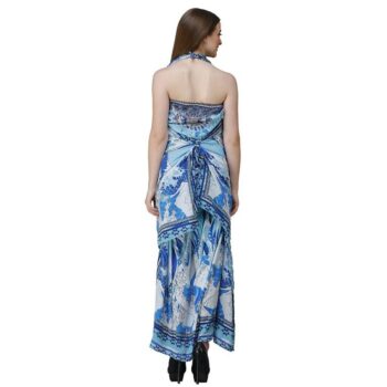 Womens Georgette Digital Print Kaftan Dress Blue 4 11