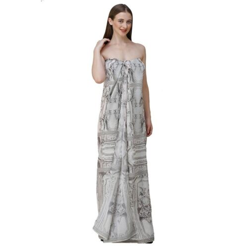 Womens Georgette Digital Print Kaftan Dress Grey 1 4
