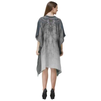 Womens Georgette Digital Print Kaftan Dress Grey 3 7