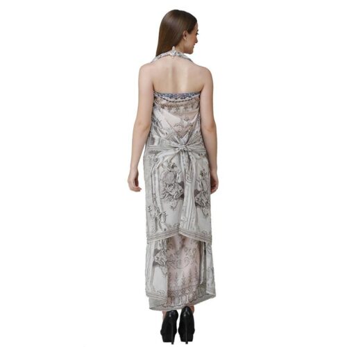 Womens Georgette Digital Print Kaftan Dress Grey 5 3
