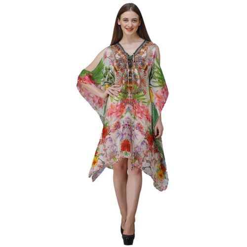 Women's Georgette Floral Print Kaftan Dress