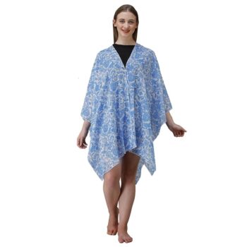 Women's Georgette Tie Dye Kaftan Dress - Blue 1