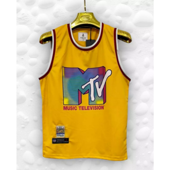 Men MTV Printed Vest, Imported Fabric Sleeveless Vest Yellow