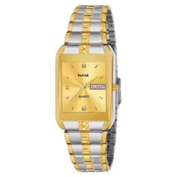 Men's hmt Watch Golden Dial Two Tone Chain Day & Date