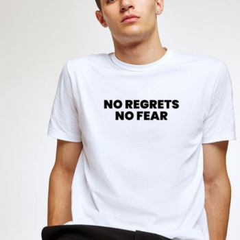 Cotton Printed No Regret No Fear T-shirt for Men - White