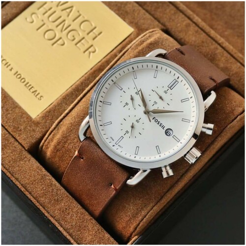 Fossil Watch for Men, Brown Leather Strap