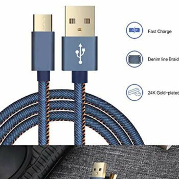 2.4A Type C Fast Charge and sync Data Transfer Cable 1 Meter Denim Coating Material