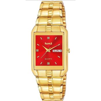 Designer hmt Watch for Men Red Dial and Golden Chain