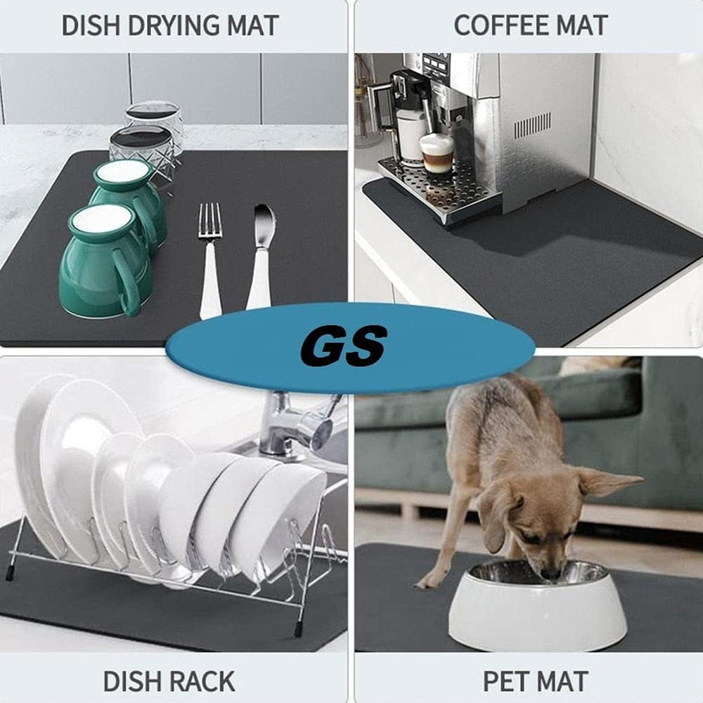 DIOLOUE Dish Drying Mats for Kitchen Counter Dogs Microfiber Dish Drying Rack Pads 24in x 18in Kitchen Decorations Absorbent