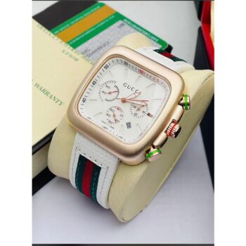 Gucci Chronograph White Leather Edition Watch For Men