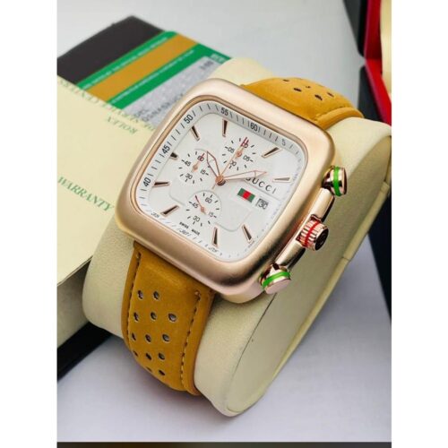 Gucci Chronograph Yellow Leather Edition Watch For Men