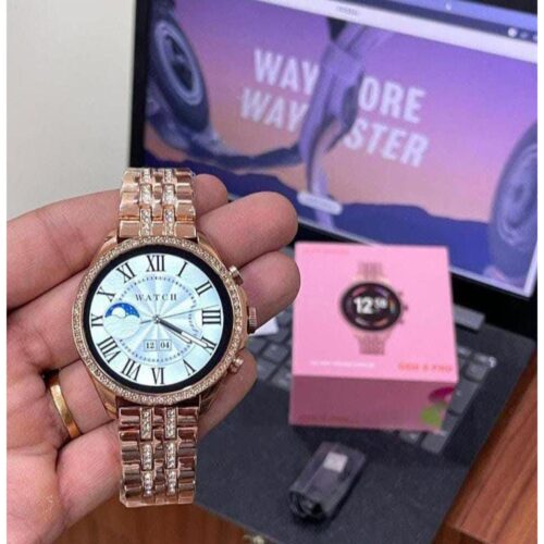 Men's Fossil Watch Diamond Edition With Original Box, Pink Dial, and Diamond Belt - 44mm 2023