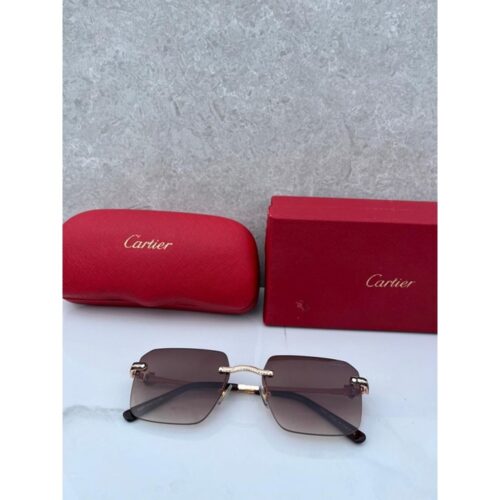Cartier Sunglasses For Men Frameless Brown Gold 1