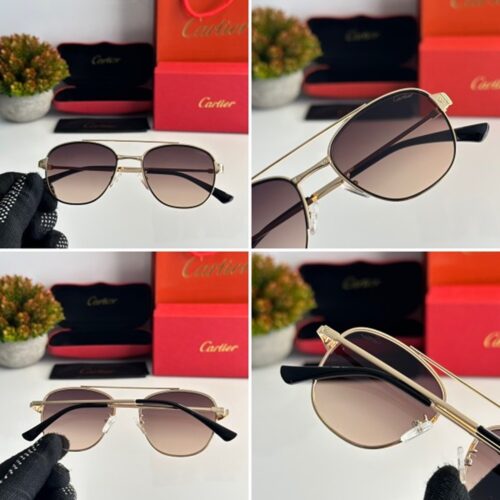 Cartier Sunglasses For Men Gold Brown 2 1