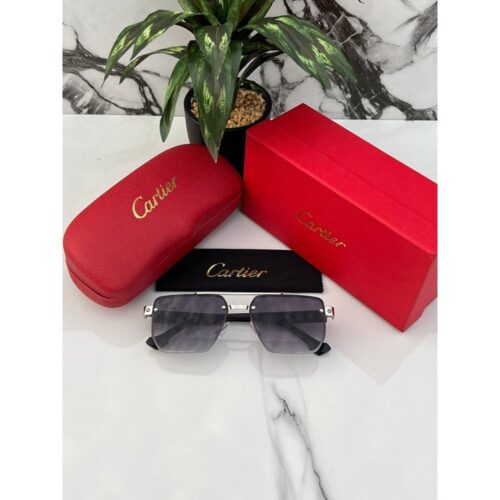 Cartier Sunglasses For Men Sliver Black 2 1