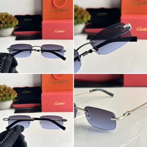 Cartier Sunglasses For Men Sliver Blue 2 1