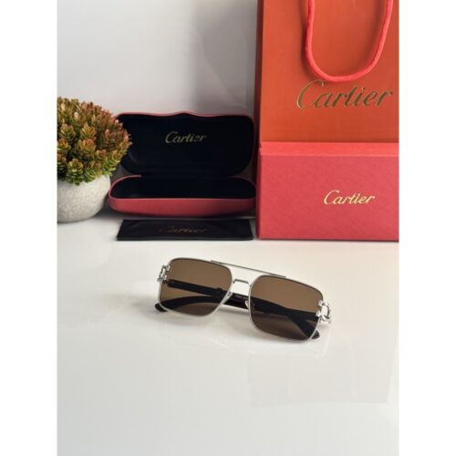 Cartier Sunglasses For Men Sliver Brown 1