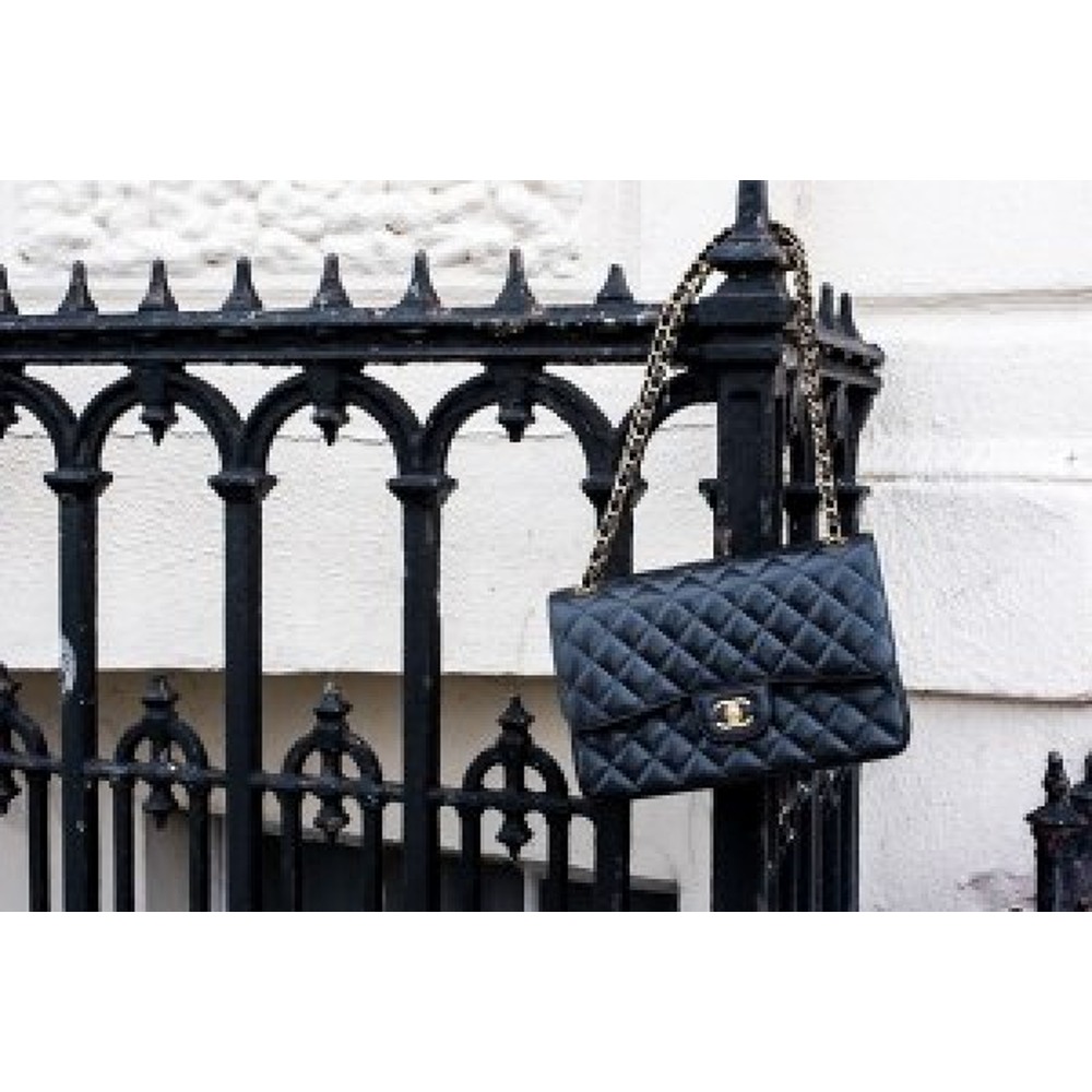 Chanel Handbag Classic Flap Bag Quilted Gold tone Jumbo Shoulder
